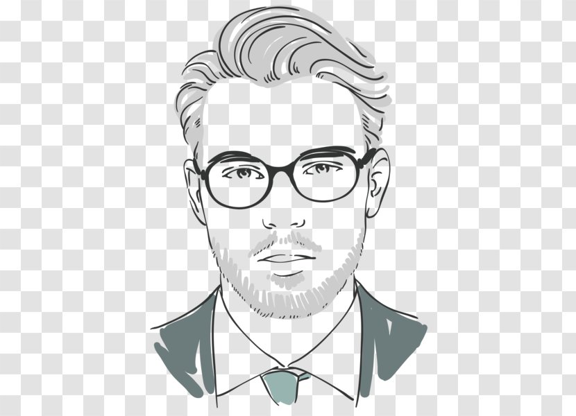 Moustache Glasses Black And White Hairstyle Barber - Communication - Hand-painted Men Transparent PNG