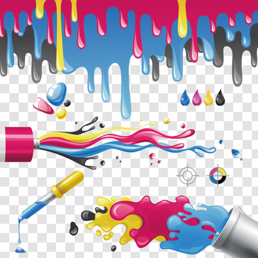 CMYK Color Model Paint Euclidean Vector - Material - Creative Watercolor Transparent PNG