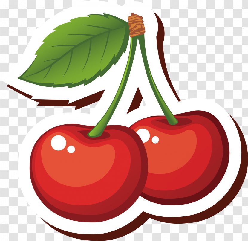 Cherry Cartoon Clip Art - Red Hand-painted Elements Transparent PNG