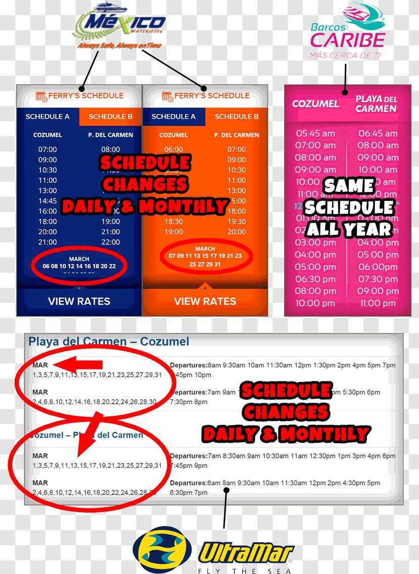 San Miguel De Cozumel Ferry UltraMar Playa Del Carmen Pump-jet Schedule Transparent PNG