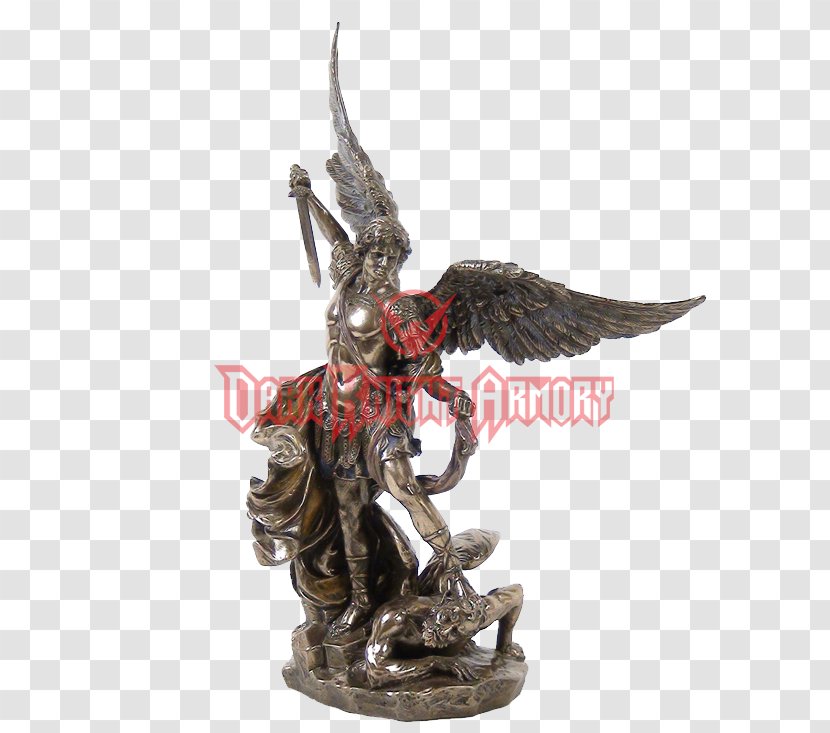 Michael Statue De L'archange Saint Michel Archangel Bronze Sculpture - Lucifer - Demon Knight Sword Transparent PNG