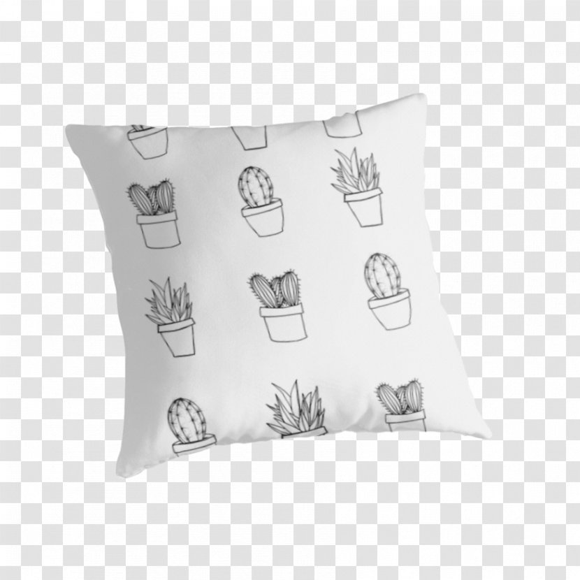 Throw Pillows Cushion Textile Monochrome - Black And White - Watercolor Succulent Transparent PNG
