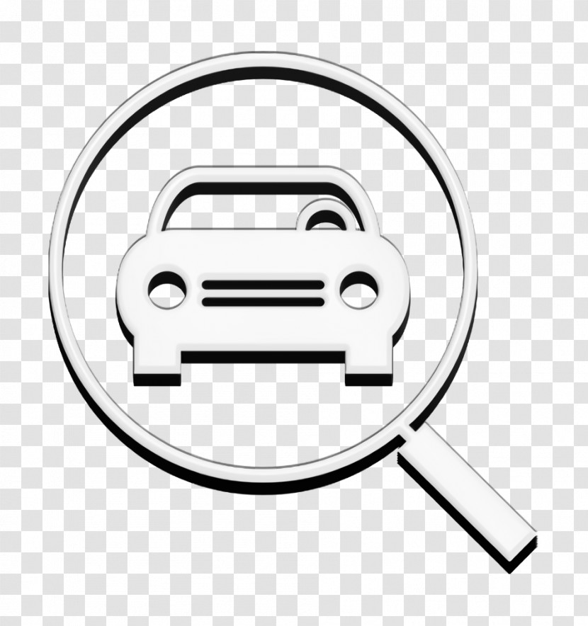Car Front In Magnifier Glass Icon Searcher Icon Transport Icon Transparent PNG