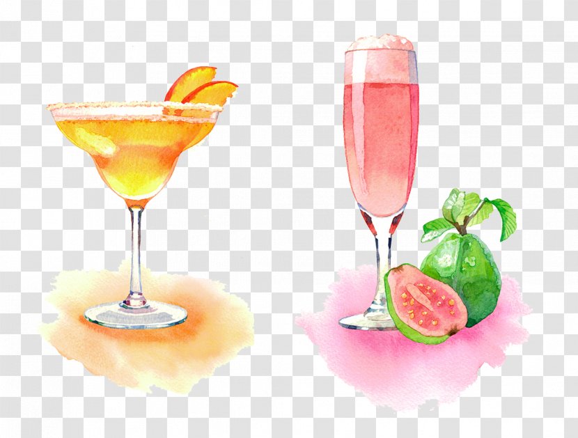 Pomegranate Juice Guava Drink - Hand-painted Transparent PNG