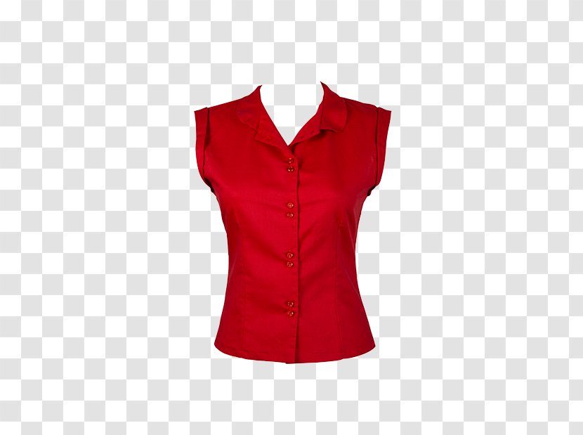 Sleeveless Shirt Shoulder Blouse Button - Maroon Transparent PNG