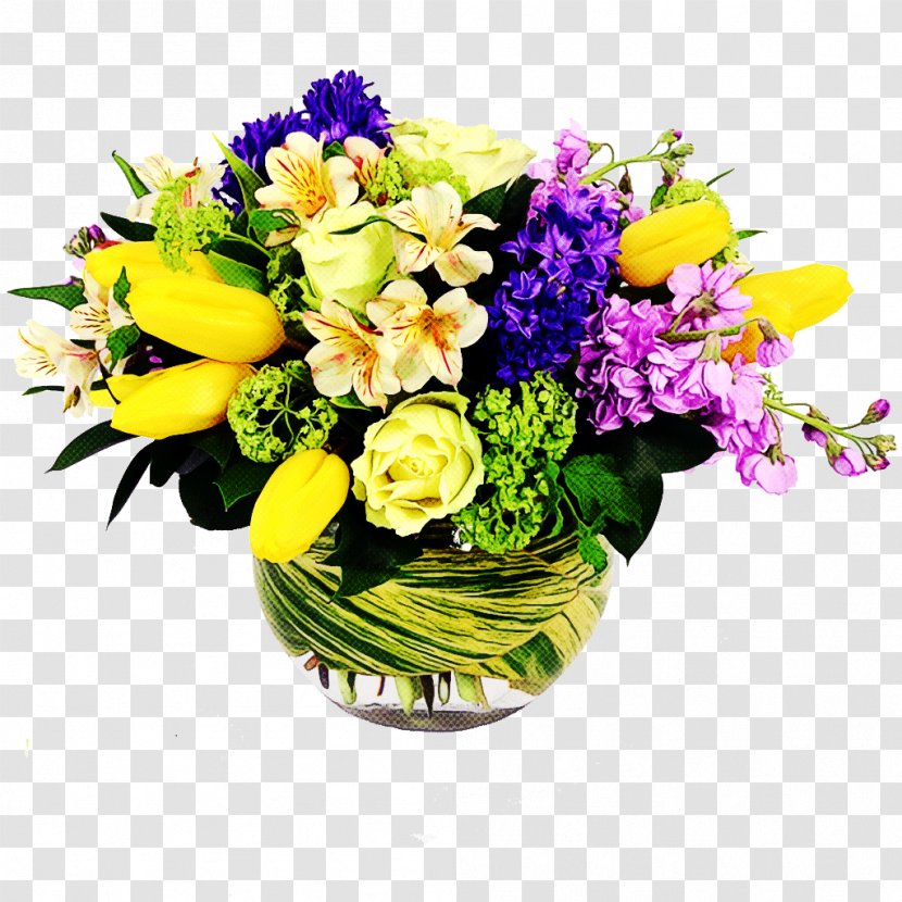 Flower Bouquet Cut Flowers Floristry Plant - Purple - Yellow Flowerpot Transparent PNG
