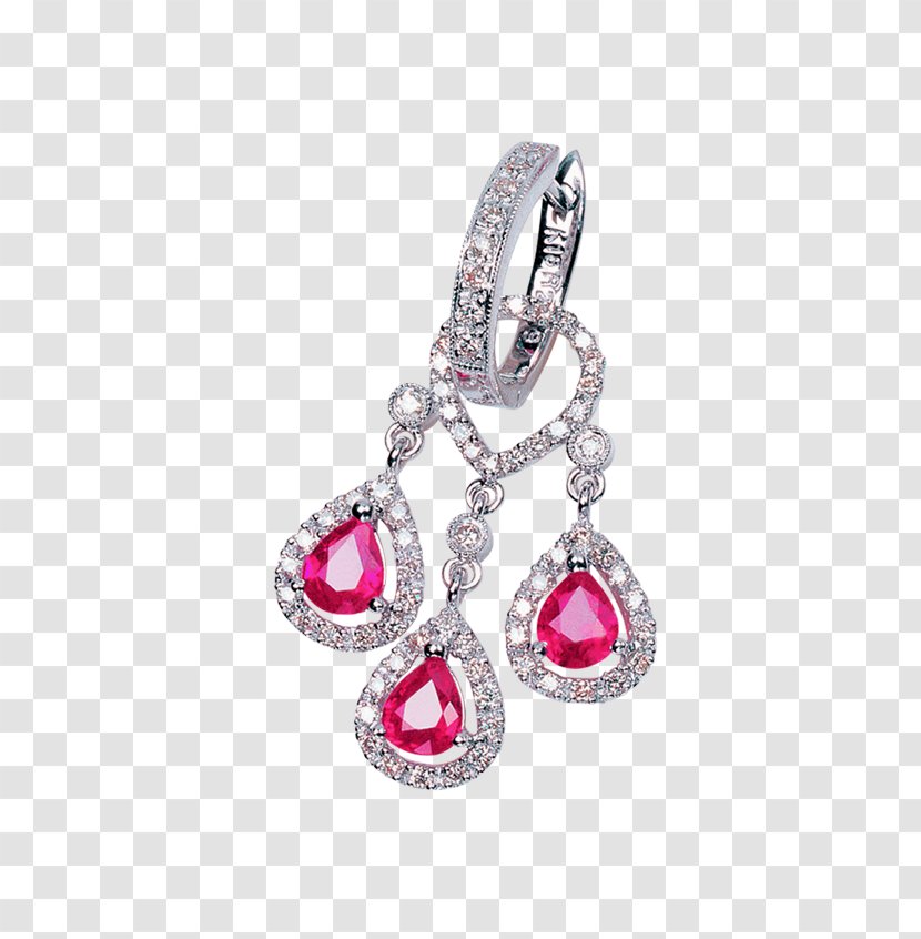 Earring Bling-bling Body Piercing Jewellery Diamond - High-grade Ruby ​​pendant Transparent PNG