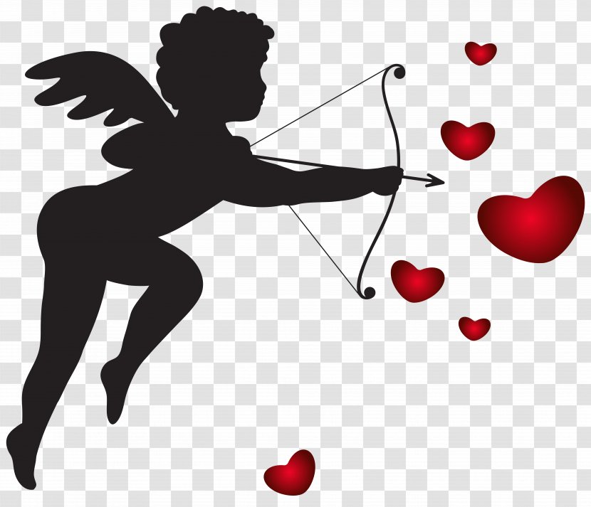 Valentine's Day Clip Art - Cartoon - Cupid With Bow And Hearts Transparent PNG Imag Transparent PNG