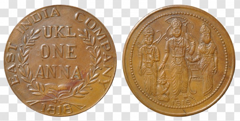 Coin Two-cent Piece East India Company Value Penny - Indian Anna - Gold Coins Transparent PNG