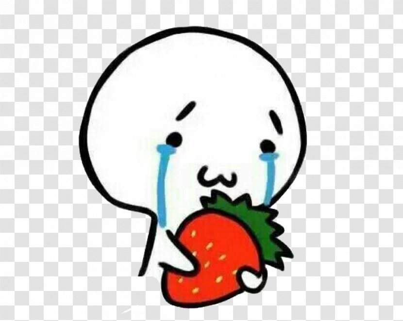 Sticker Emoticon Auglis Aedmaasikas Facial Expression - Tree - Holding Strawberry Crying Transparent PNG