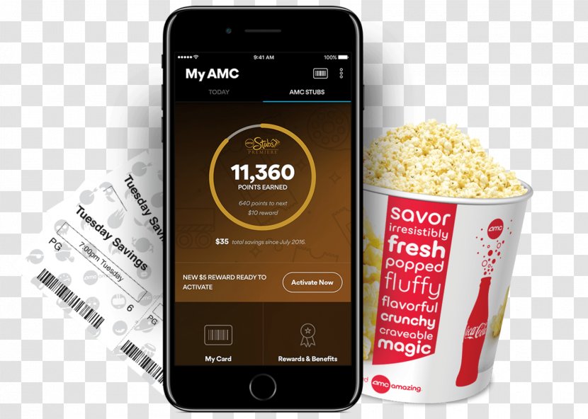 Smartphone Popcorn AMC Theatres Cinema - Brand Transparent PNG