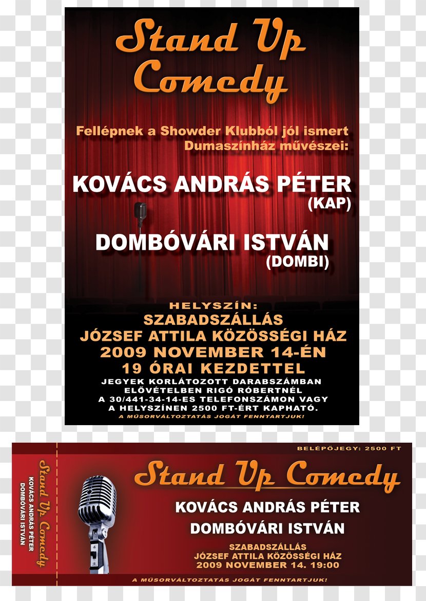 Comedian Stand-up Comedy Ticket Flyer - Stand Up Transparent PNG