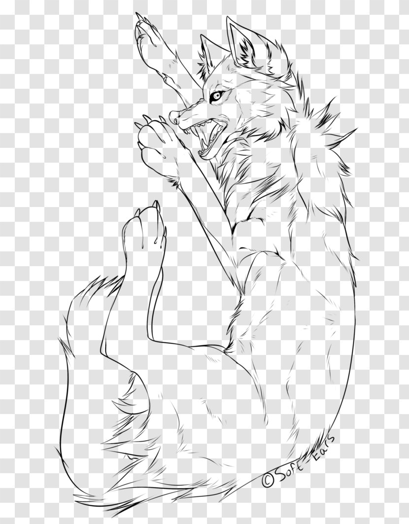 Line Art Drawing Dog Black And White Sketch - Wing - Wolf Cartoon Transparent PNG