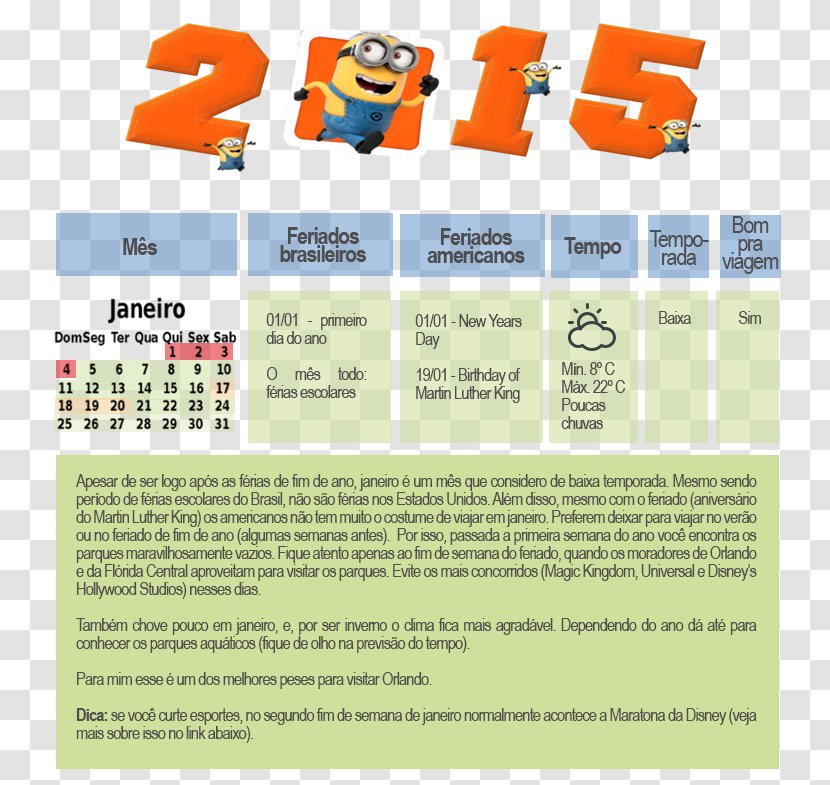 Calendar 0 Minions Agnes - Almanac - Janeiro Transparent PNG