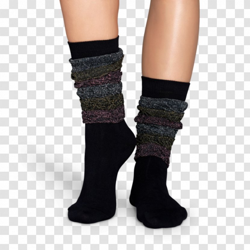 Sock Stocking Black Knee White - Watercolor - Happy Socks Transparent PNG