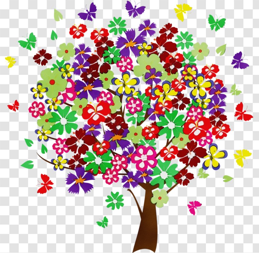 Tree Watercolor Painting Drawing Transparency - Cut Flowers Floral Design Transparent PNG