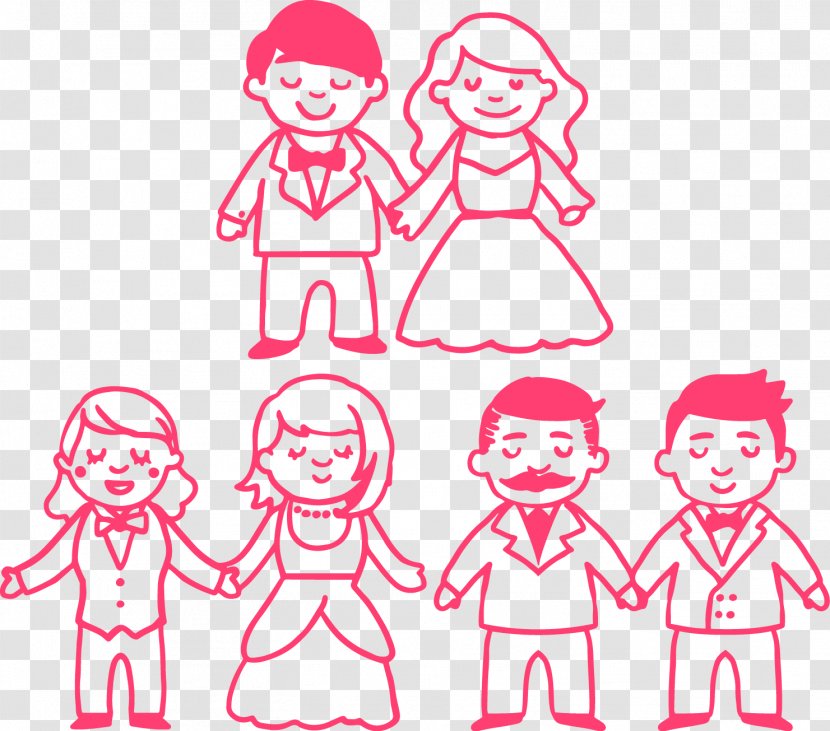 Drawing Marriage Stick Figure - Silhouette - Vector Bride And Groom Transparent PNG