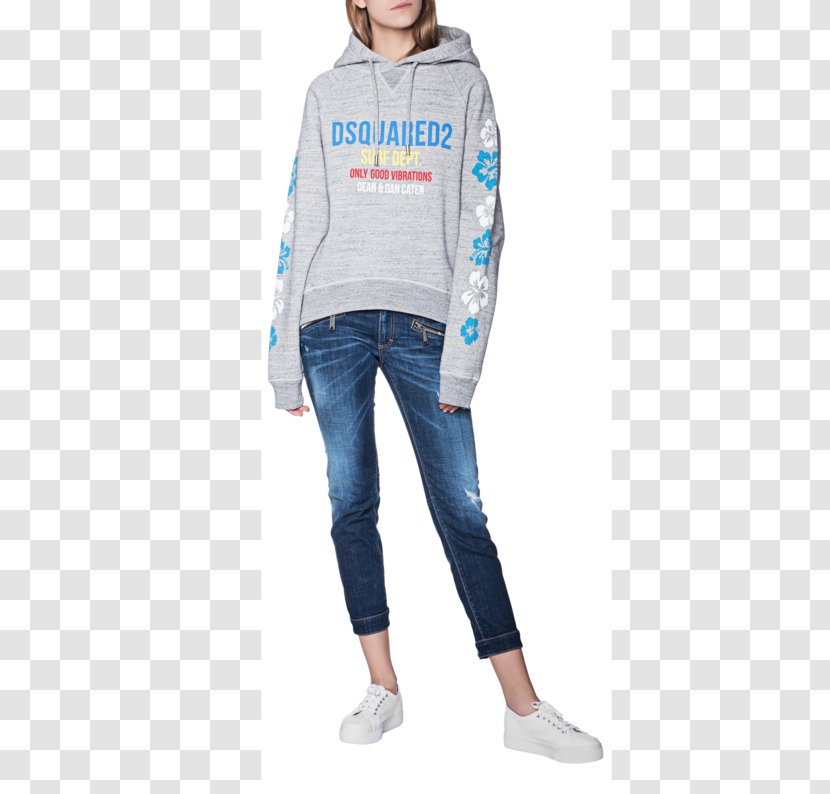 Jeans Hoodie T-shirt Pocket Sleeve - Clothing - Fashion Woman Printing Transparent PNG