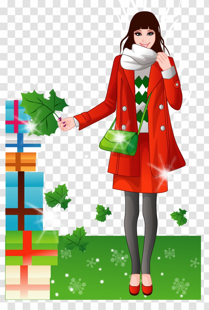 Photography Illustration - Christmas Decoration - Vector Red Woman Transparent PNG