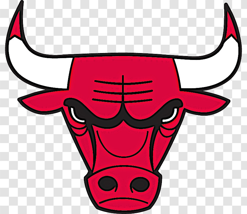 Red Cartoon Line Horn Bovine Transparent PNG