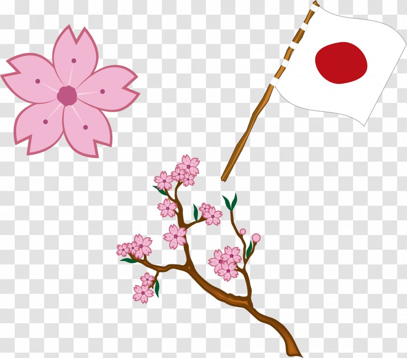 Flag Of Japan Clip Art - Pink - Japanese Cherry Blossoms Transparent PNG