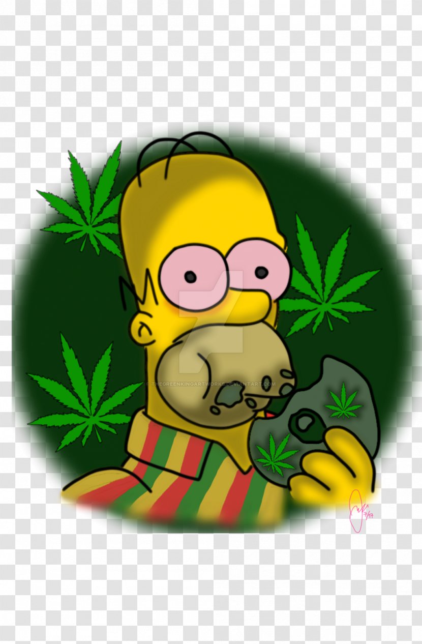 Homer Simpson Cannabis Smoking Bart - Yellow Transparent PNG