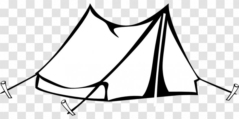 Camping Tent Campsite Clip Art - Black And White - Image Transparent PNG