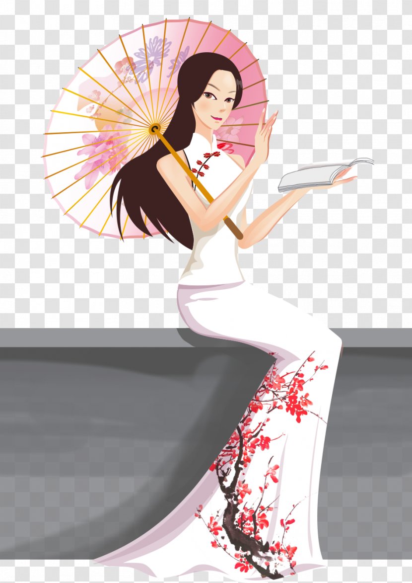 Woman - Cartoon - An Old Reading A Book Transparent PNG