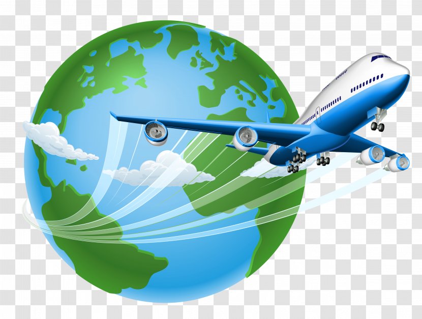 Globe Airplane Clip Art - Royaltyfree - Airline Transparent PNG