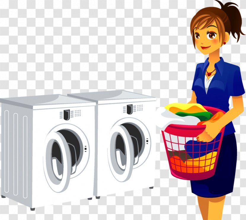 Washing Machines Laundry Room Clothes Dryer Clip Art - Laundress Vector Transparent PNG