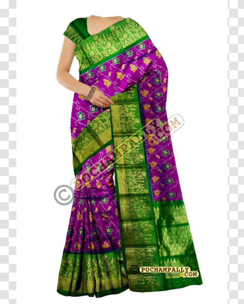Bhoodan Pochampally Zari Saree Ikat Handloom - Woven Fabric - Border Transparent PNG