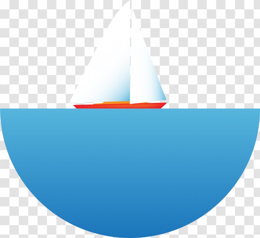 Cone Angle - Vector Hand-painted Blue Boat Transparent PNG