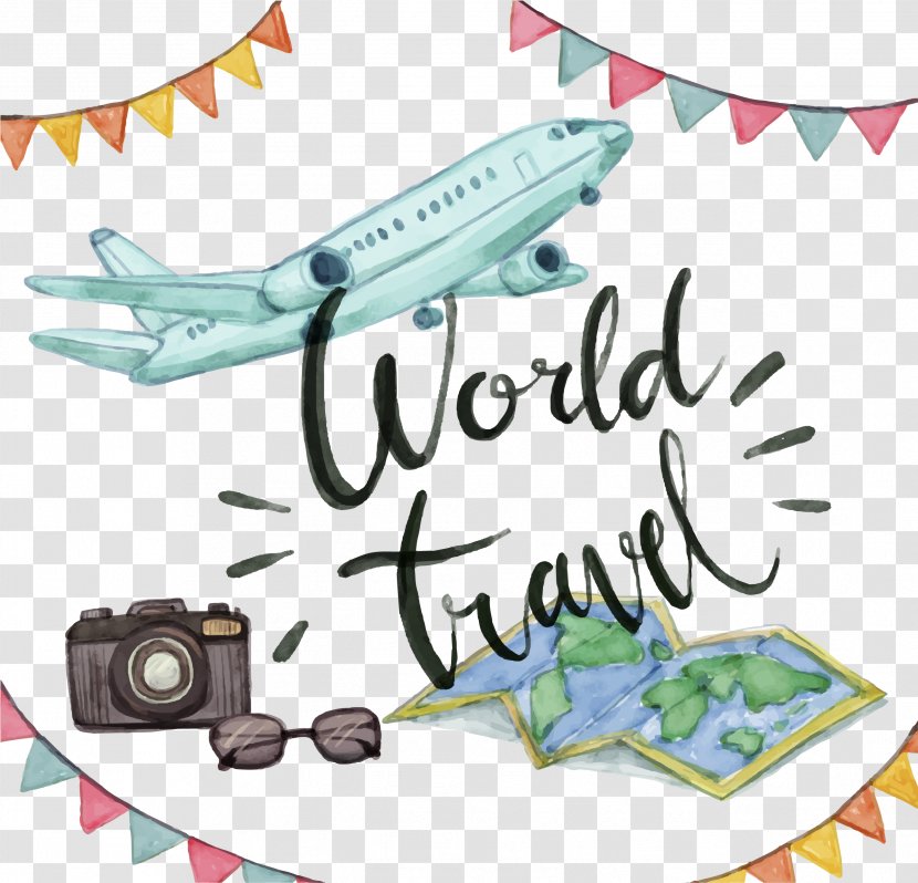 Airplane Watercolor Painting Clip Art Image - Aviation - April Poetry Month Poster Transparent PNG