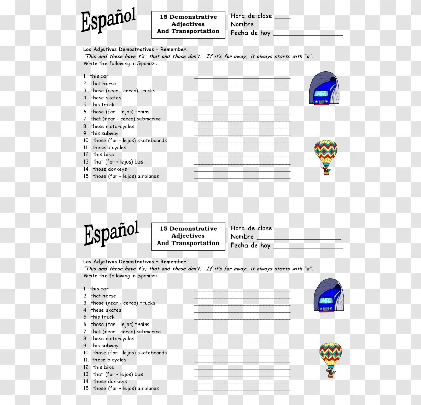 Spanish Adjectives Demonstrative Agreement Language - Area - 9th Grade History Teacher Transparent PNG