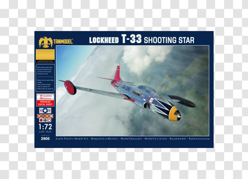 Lockheed T-33 Fighter Aircraft P-80 Shooting Star Airplane - Jet Trainer Transparent PNG