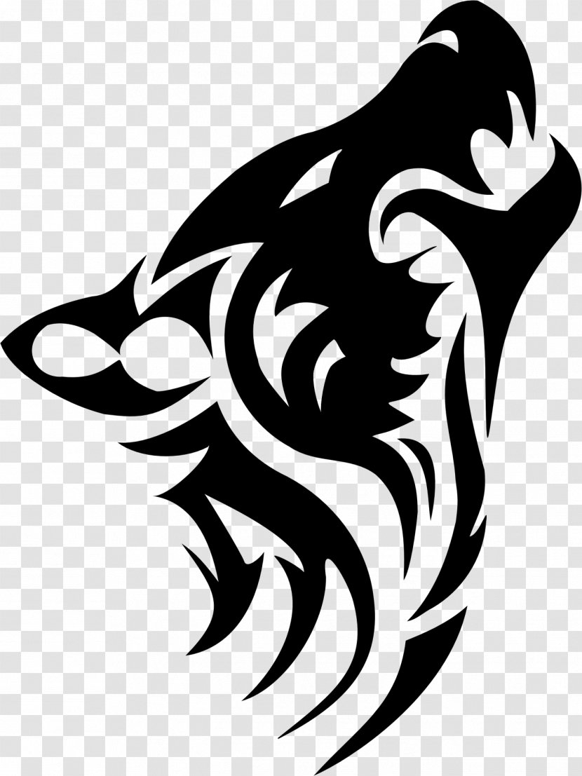 Dog Tattoo Tribe Arctic Wolf Clip Art - Monochrome - Image Transparent PNG