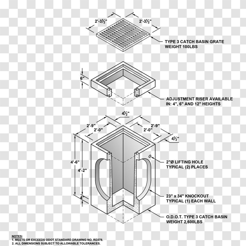 Precast Concrete Manhole Stormwater Gutters Drainage - Light Pole Transparent PNG