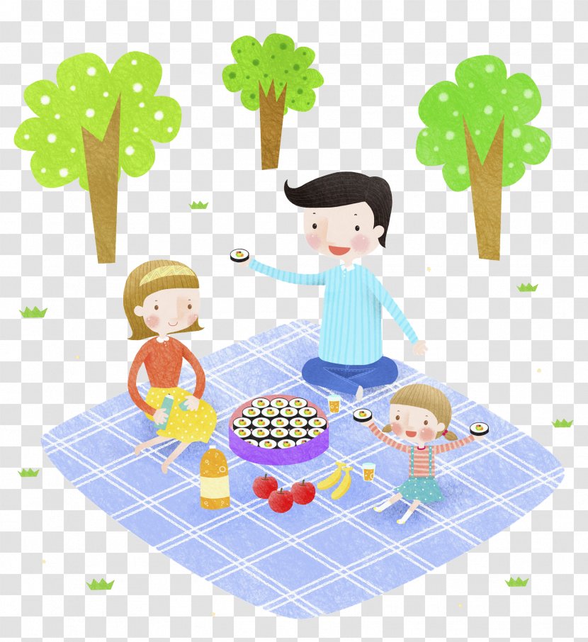 Picnic Food Cartoon Illustration - Eating - Family Transparent PNG
