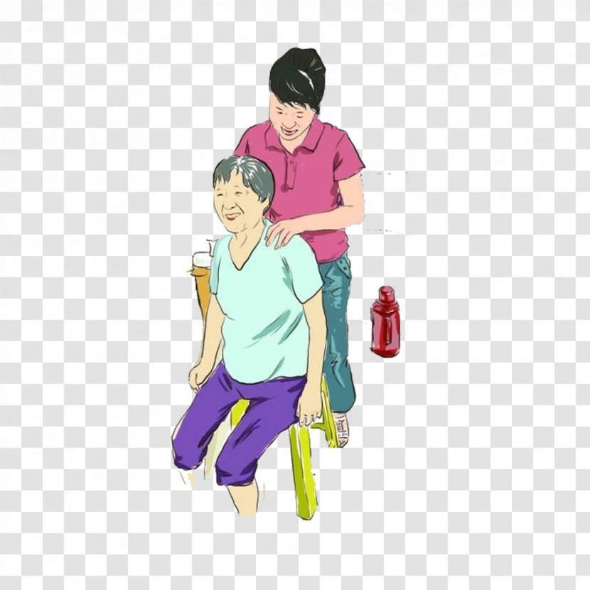 Parent Filial Piety Cartoon Illustration - Respect Parents Transparent PNG