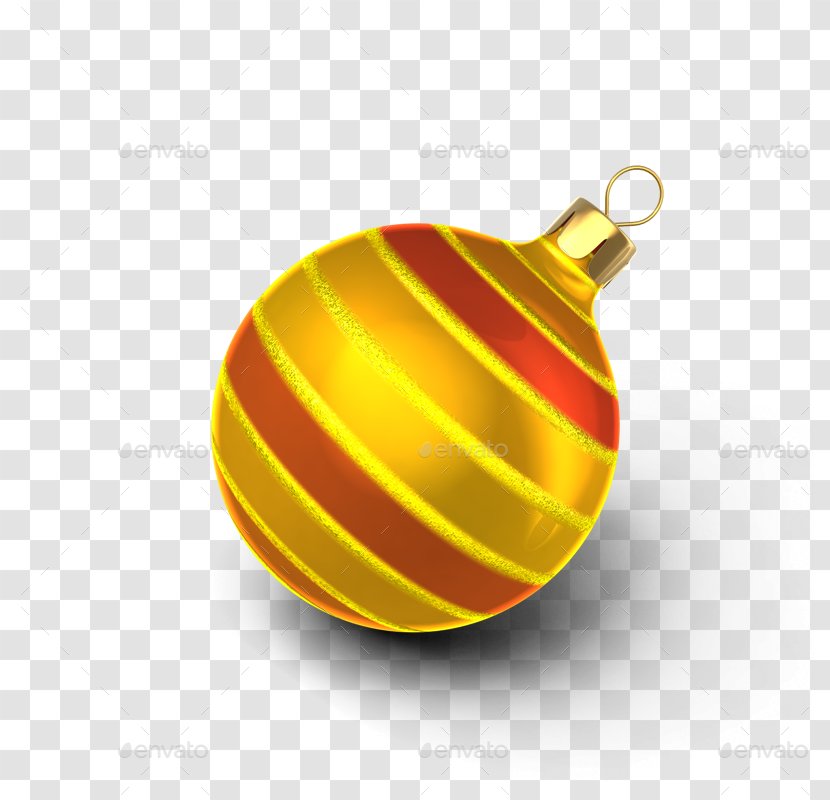 Christmas Ornament Sphere - Yellow - Design Transparent PNG