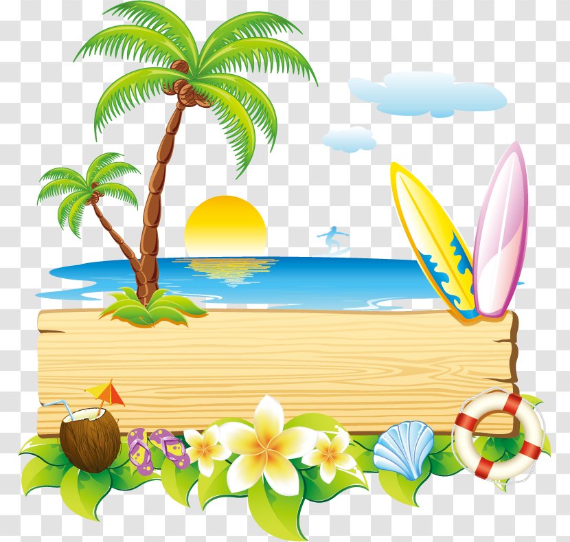 Beach Desktop Wallpaper Clip Art - Tree - Summer Scenery Vector Material Transparent PNG