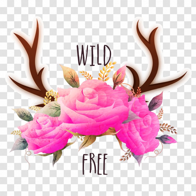 Deer Antler Horn Euclidean Vector Flower - Arranging - Fashion Personality Free To Pull Flowers Transparent PNG