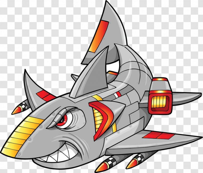 Shark Robot Clip Art - Cyborg - Mech Painted Cartoon Transparent PNG