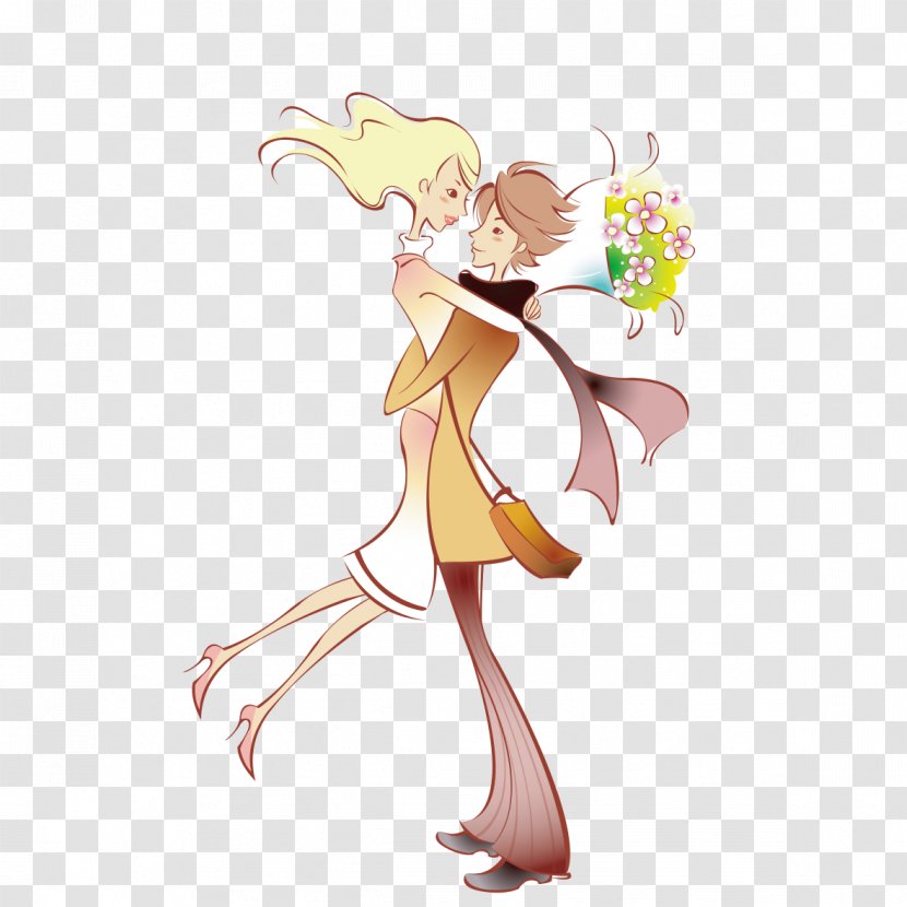 Drawing Watercolor Painting - Flower - Hugging Couple Transparent PNG
