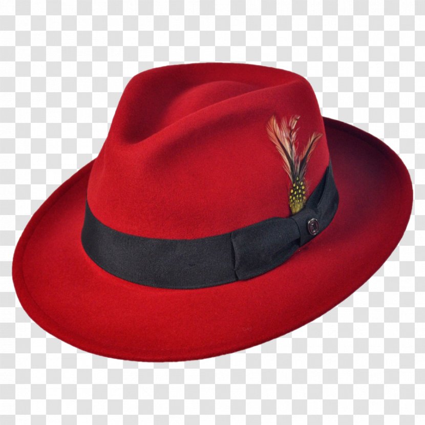 Jaxon & James Pachuco Crushable C-Crown Fedora - Red Hat Cap TrilbyHat Transparent PNG