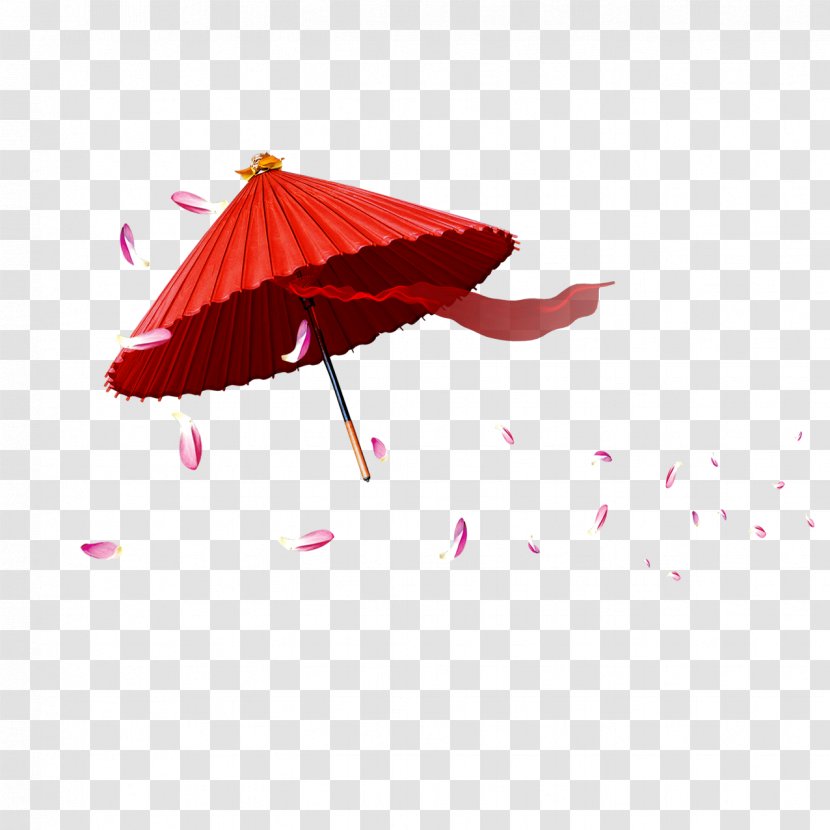 Oil-paper Umbrella Red - Oilpaper - Floating Petals Transparent PNG