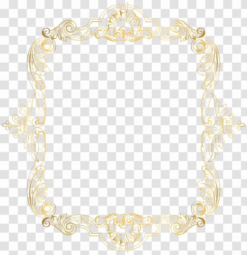 Text Picture Frame Yellow Pattern - Vintage Border Gold Clip Art Image Transparent PNG