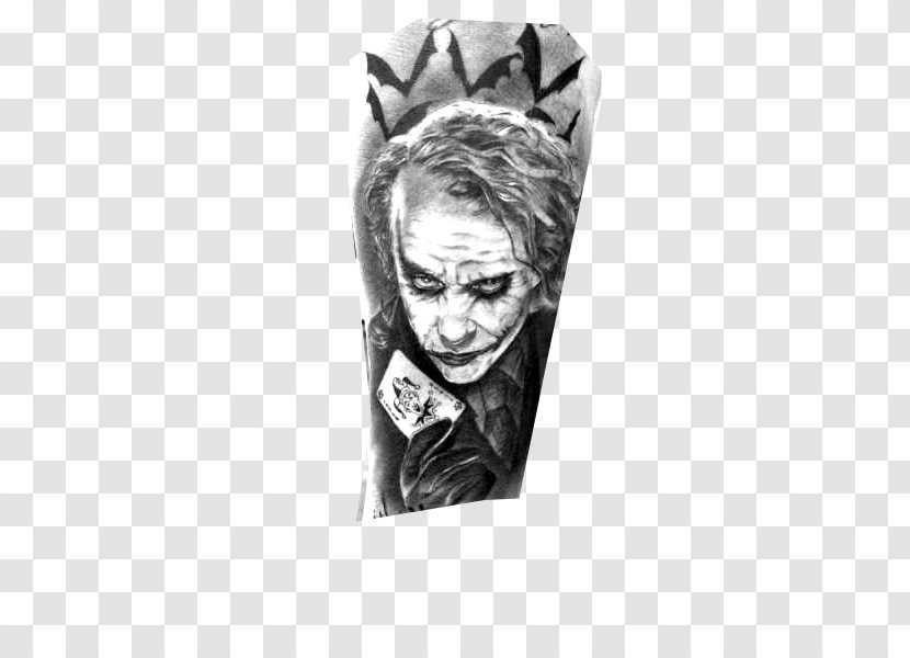 Joker Batman The Dark Knight Heath Ledger Tattoo - Drawing - Sleeve Transparent PNG