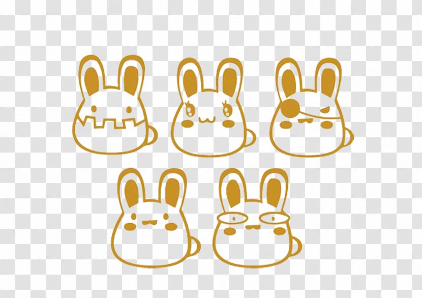 Cartoon Rabbit - Text - Face Transparent PNG