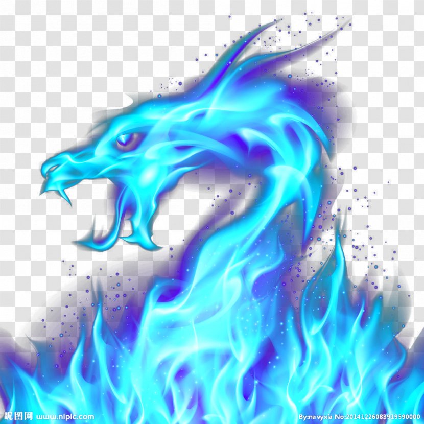 Dragon Fire Blue Illustration - Tree Transparent PNG